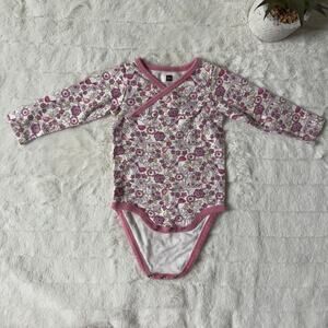 Tea Collection Floral Bird Pattern 100% Cotton Onesie One Piece Long Sleeve EUC